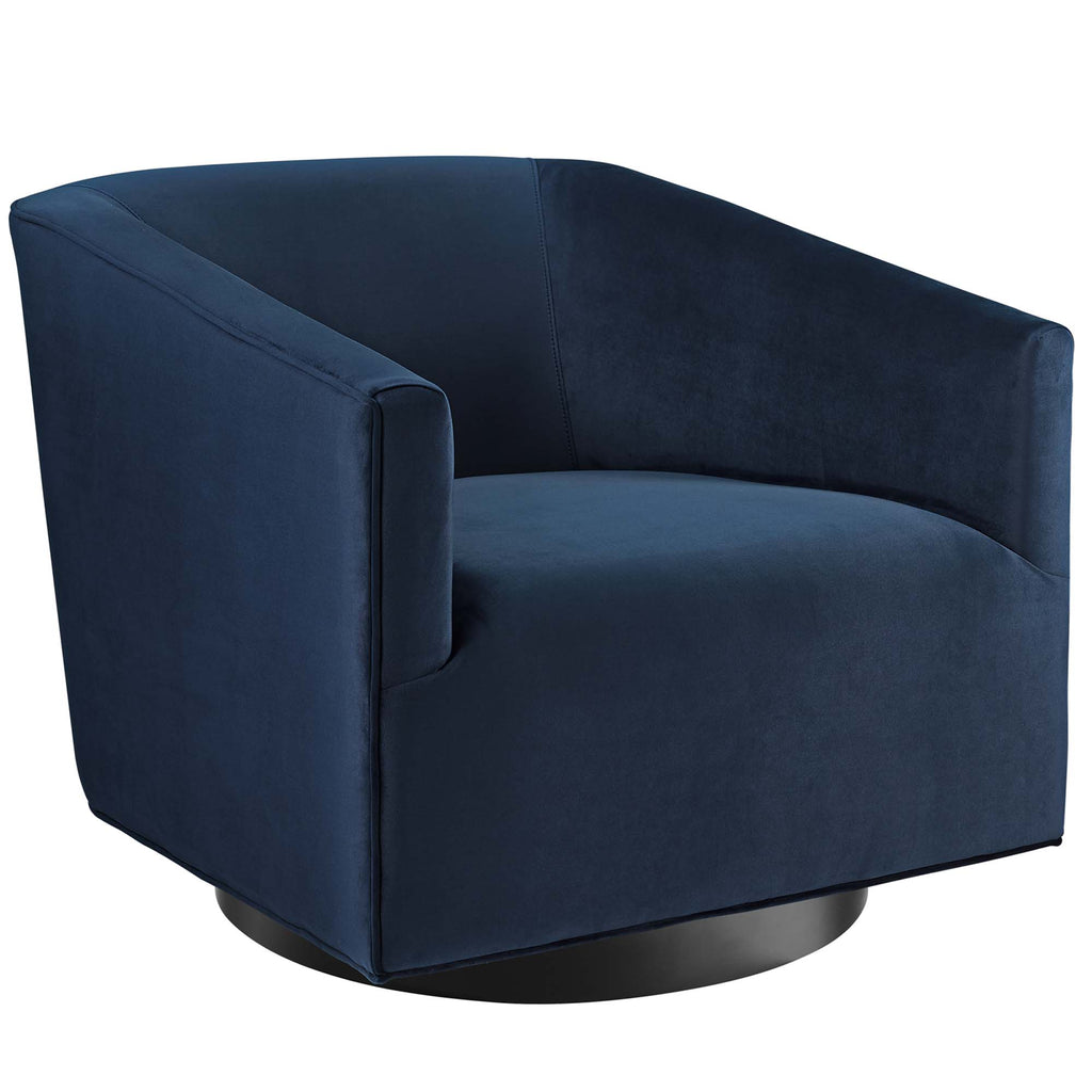 Twist Performance Velvet Swivel Chair Set of 2 - Midnight Blue