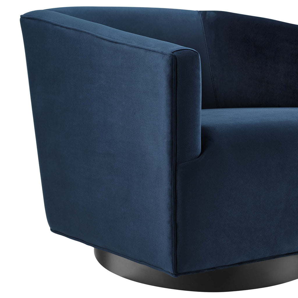 Twist Performance Velvet Swivel Chair Set of 2 - Midnight Blue