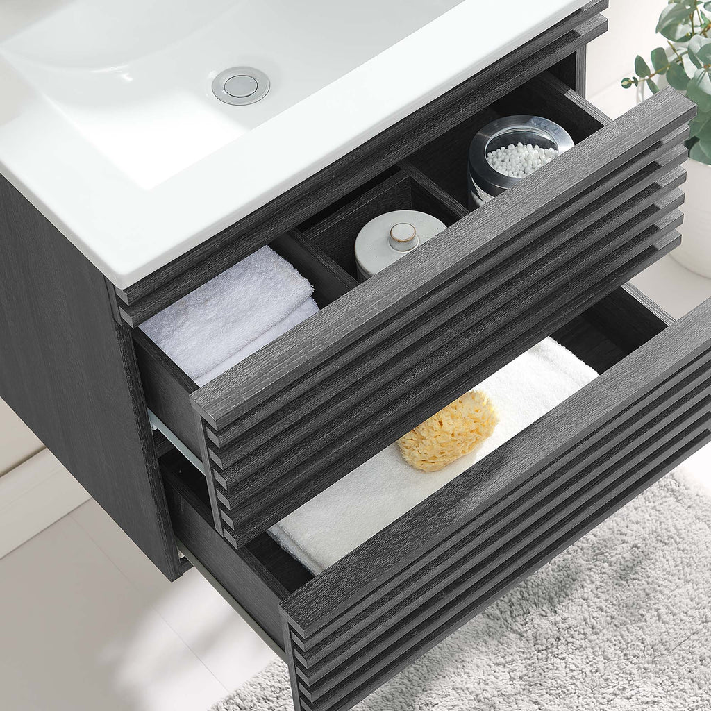 Render 24" Wall-Mount Bathroom Vanity - Charcoal White