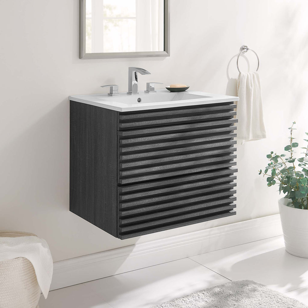 Render 24" Wall-Mount Bathroom Vanity - Charcoal White