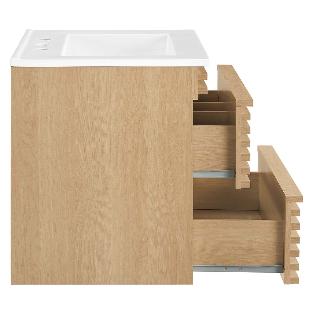 Render 24" Wall-Mount Bathroom Vanity - Oak White