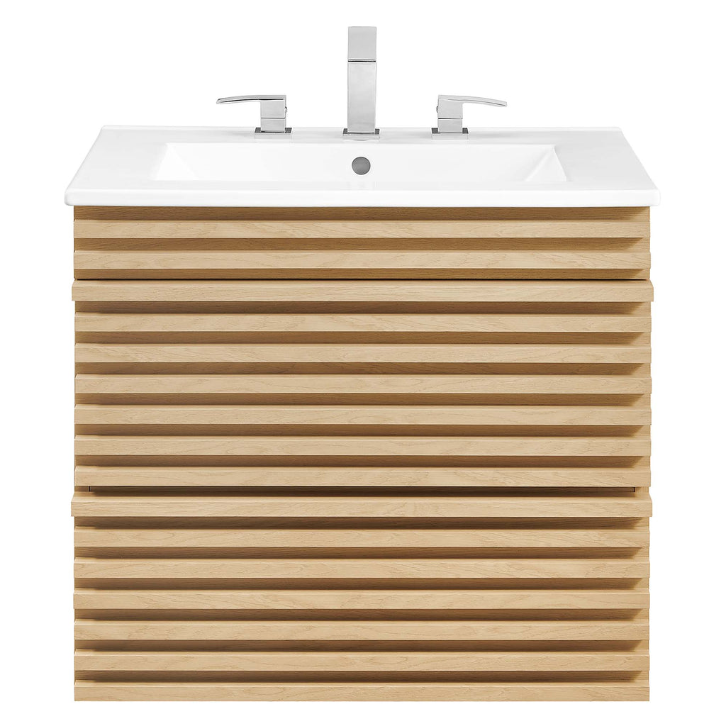 Render 24" Wall-Mount Bathroom Vanity - Oak White
