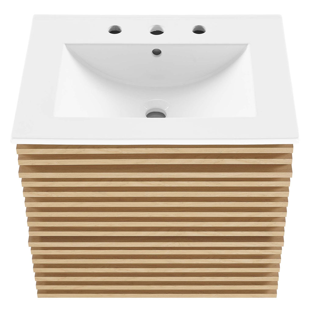 Render 24" Wall-Mount Bathroom Vanity - Oak White