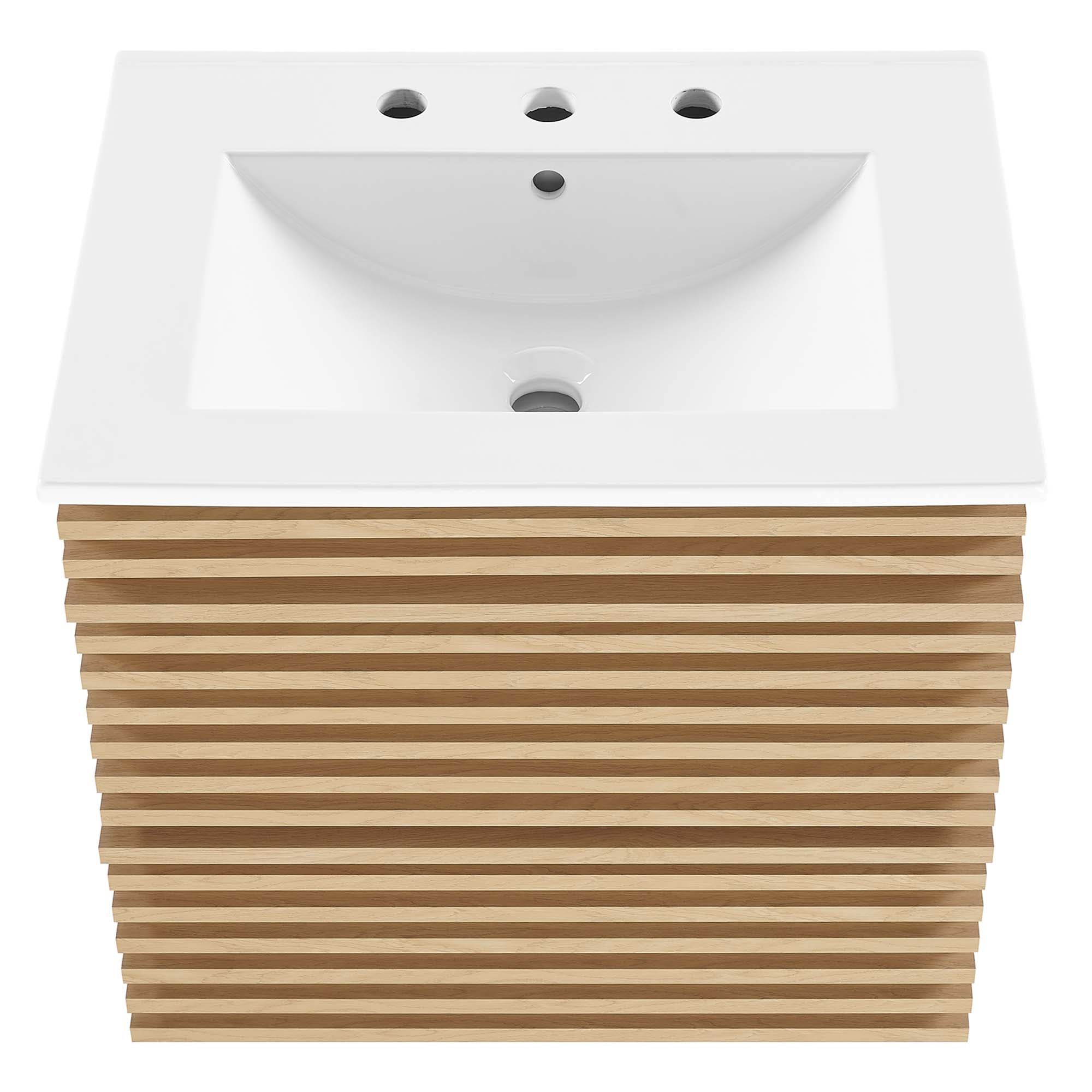 Render 24" Wall-Mount Bathroom Vanity - Oak White