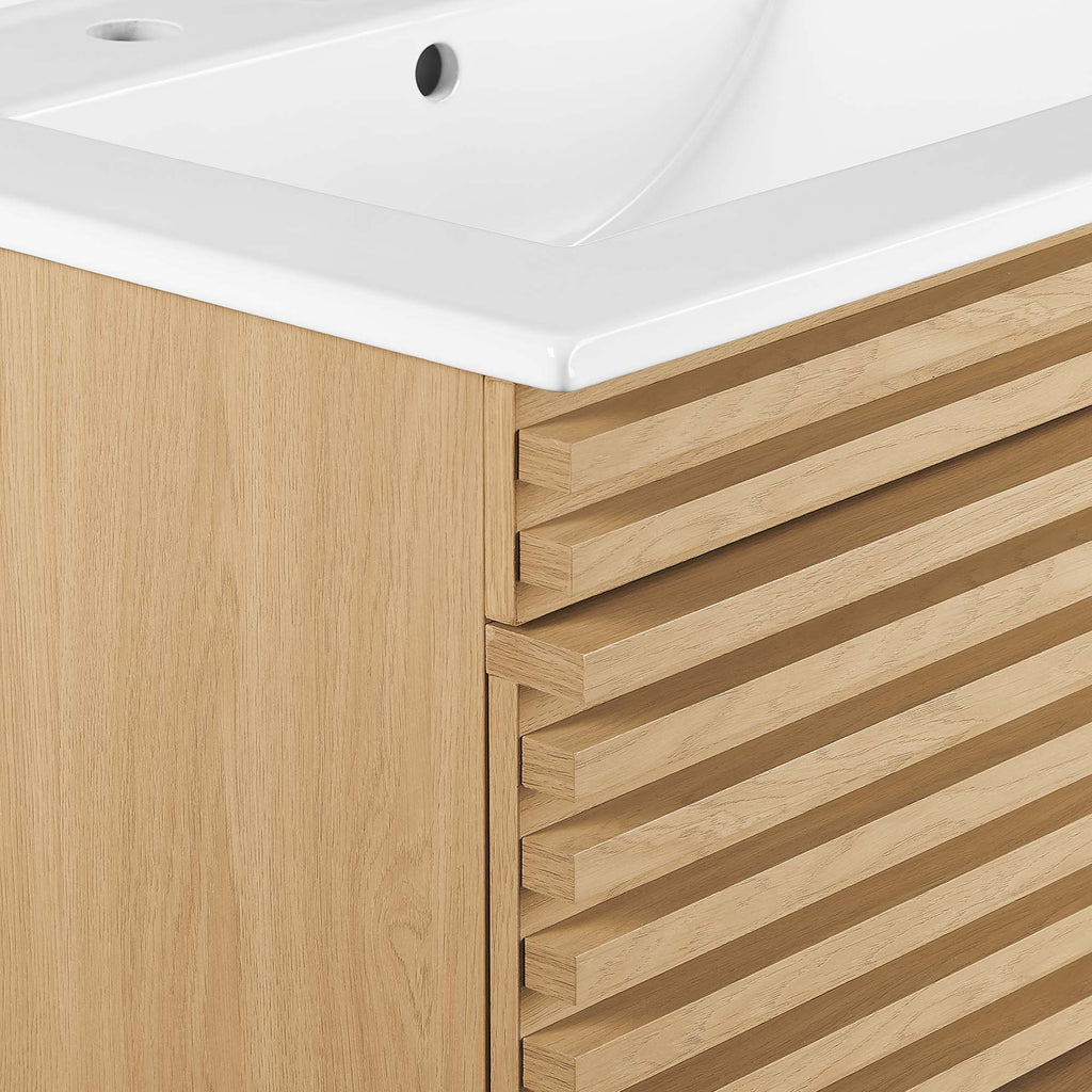 Render 24" Wall-Mount Bathroom Vanity - Oak White