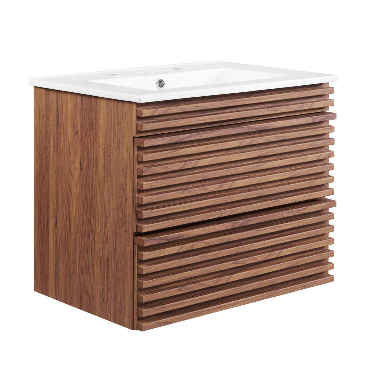 Render 24" Wall-Mount Bathroom Vanity - Walnut White