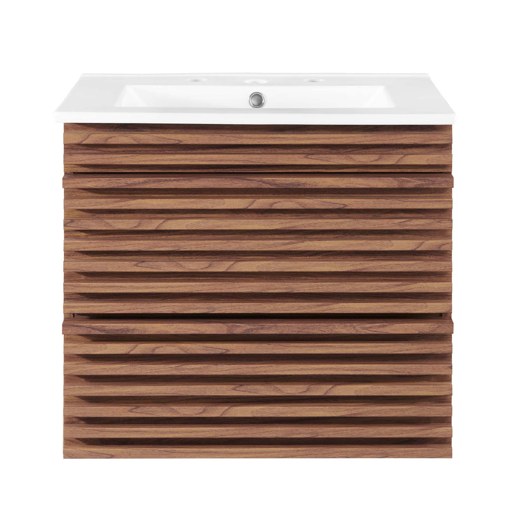 Render 24" Wall-Mount Bathroom Vanity - Walnut White