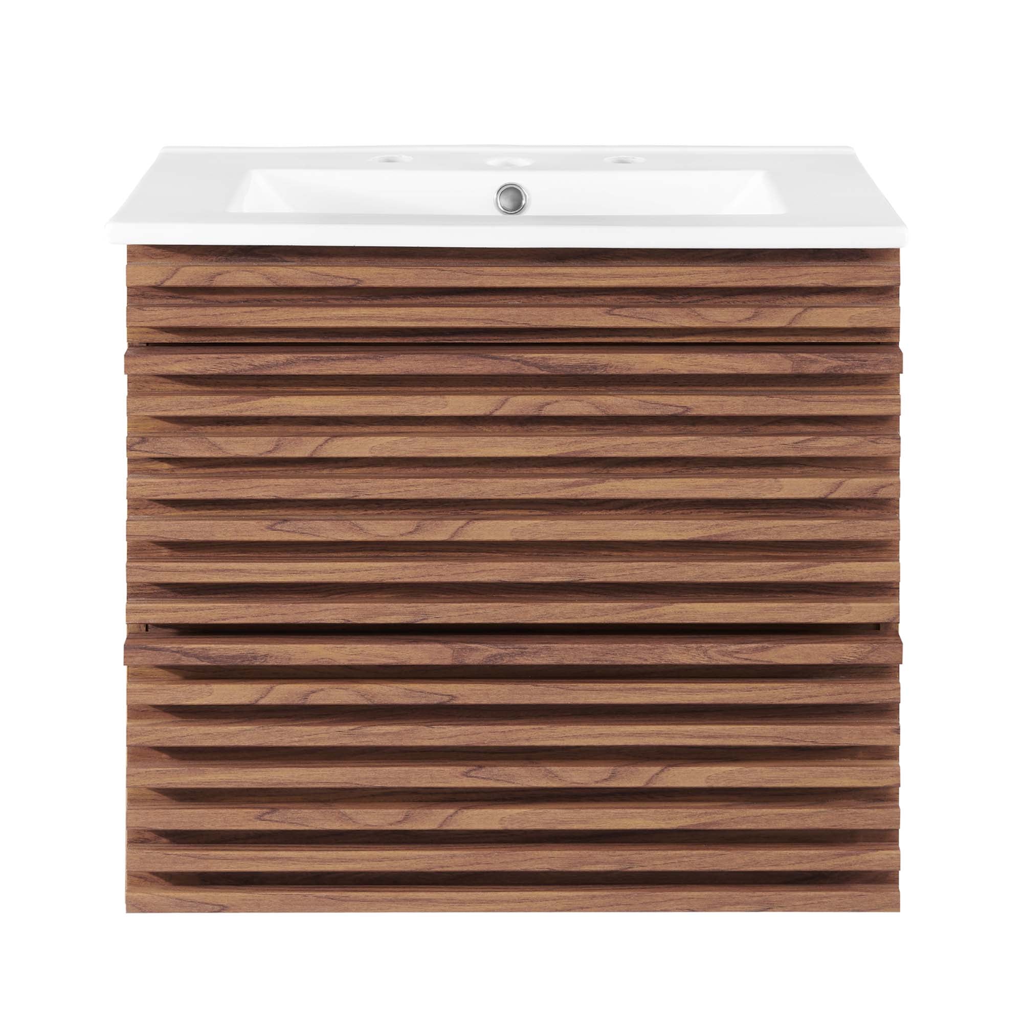 Render 24" Wall-Mount Bathroom Vanity - Walnut White