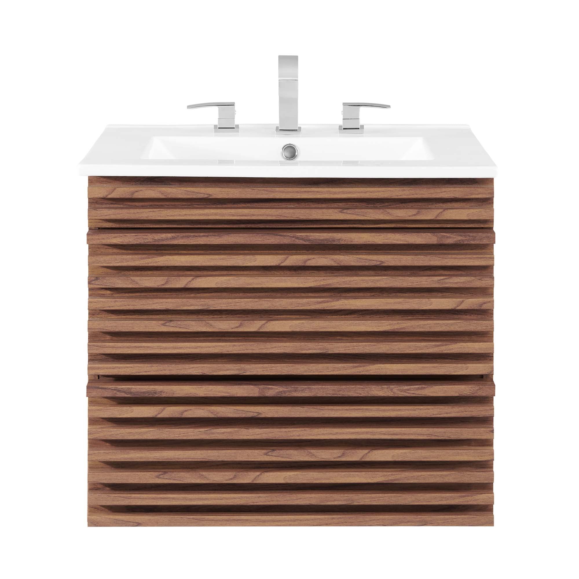 Render 24" Wall-Mount Bathroom Vanity - Walnut White