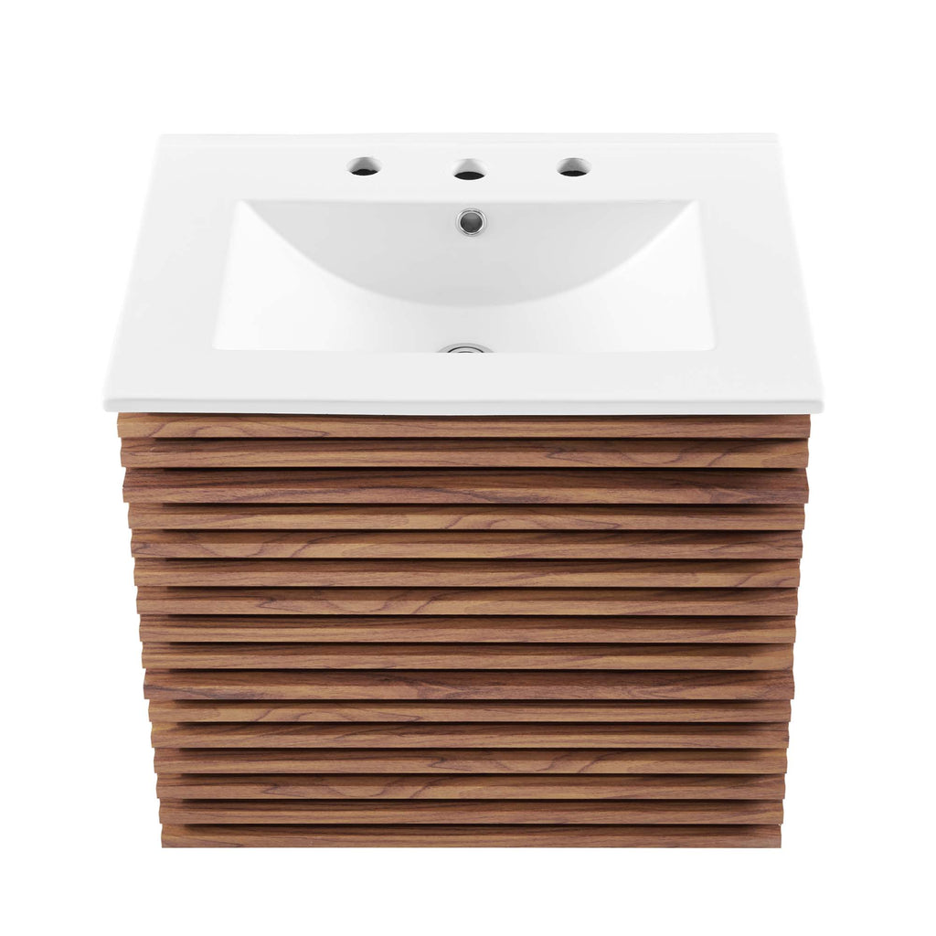 Render 24" Wall-Mount Bathroom Vanity - Walnut White