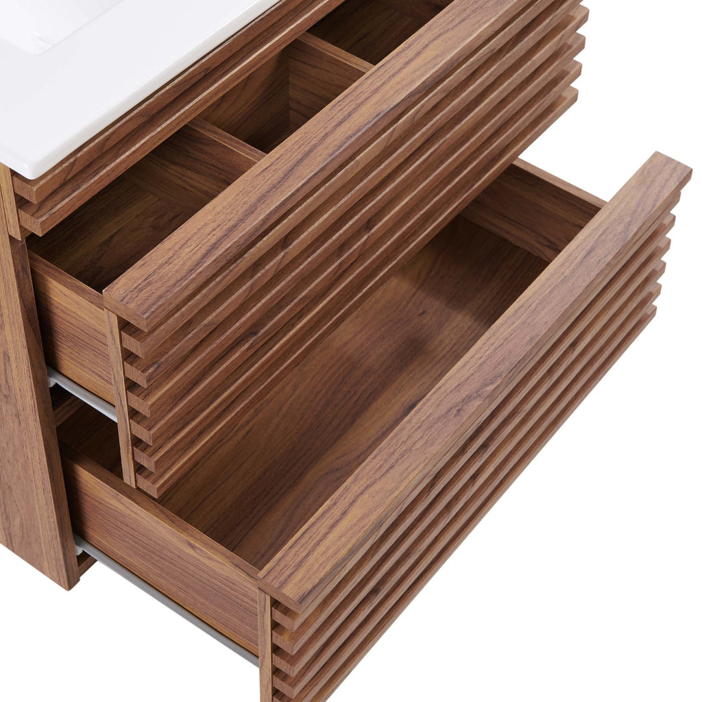 Render 24" Wall-Mount Bathroom Vanity - Walnut White