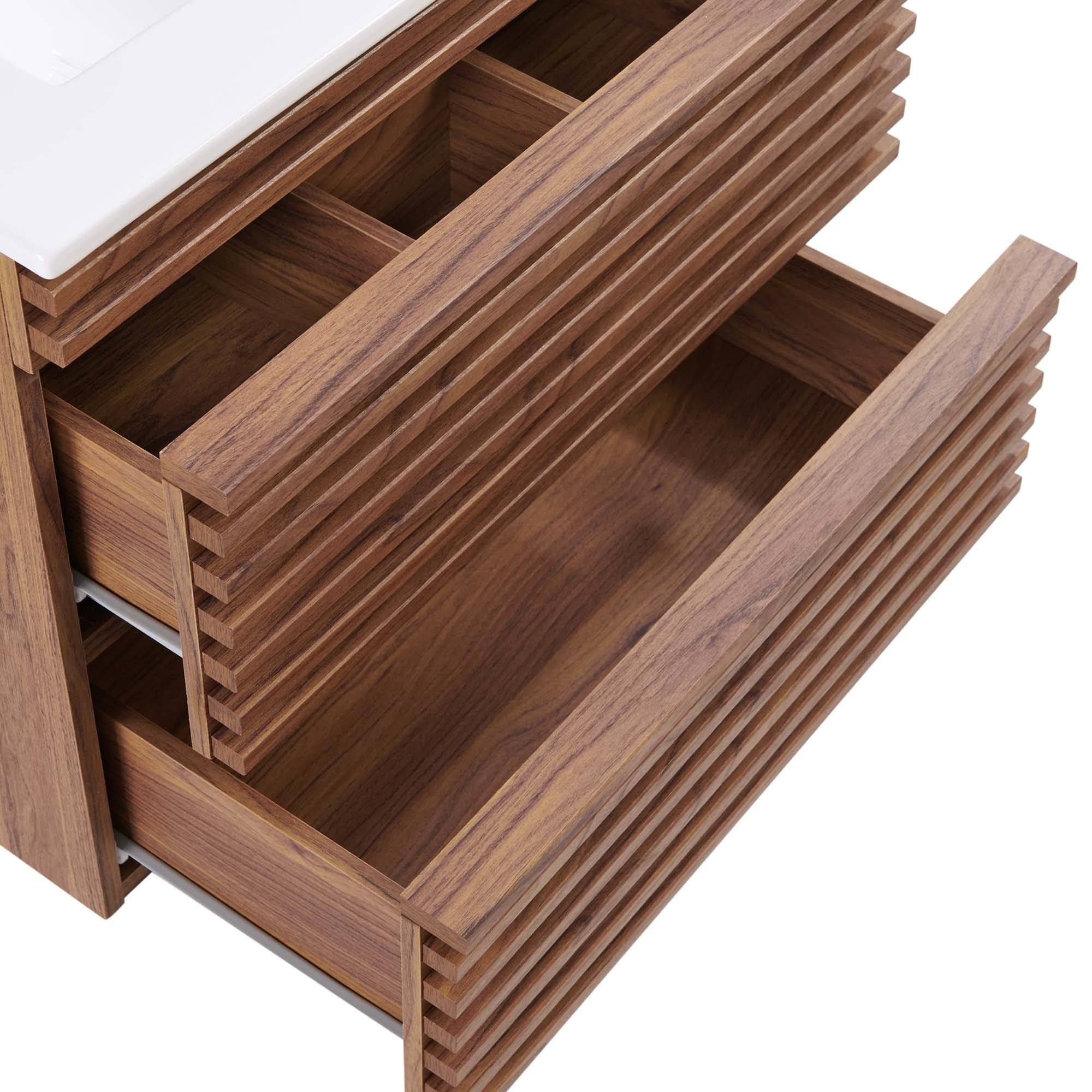 Render 24" Wall-Mount Bathroom Vanity - Walnut White