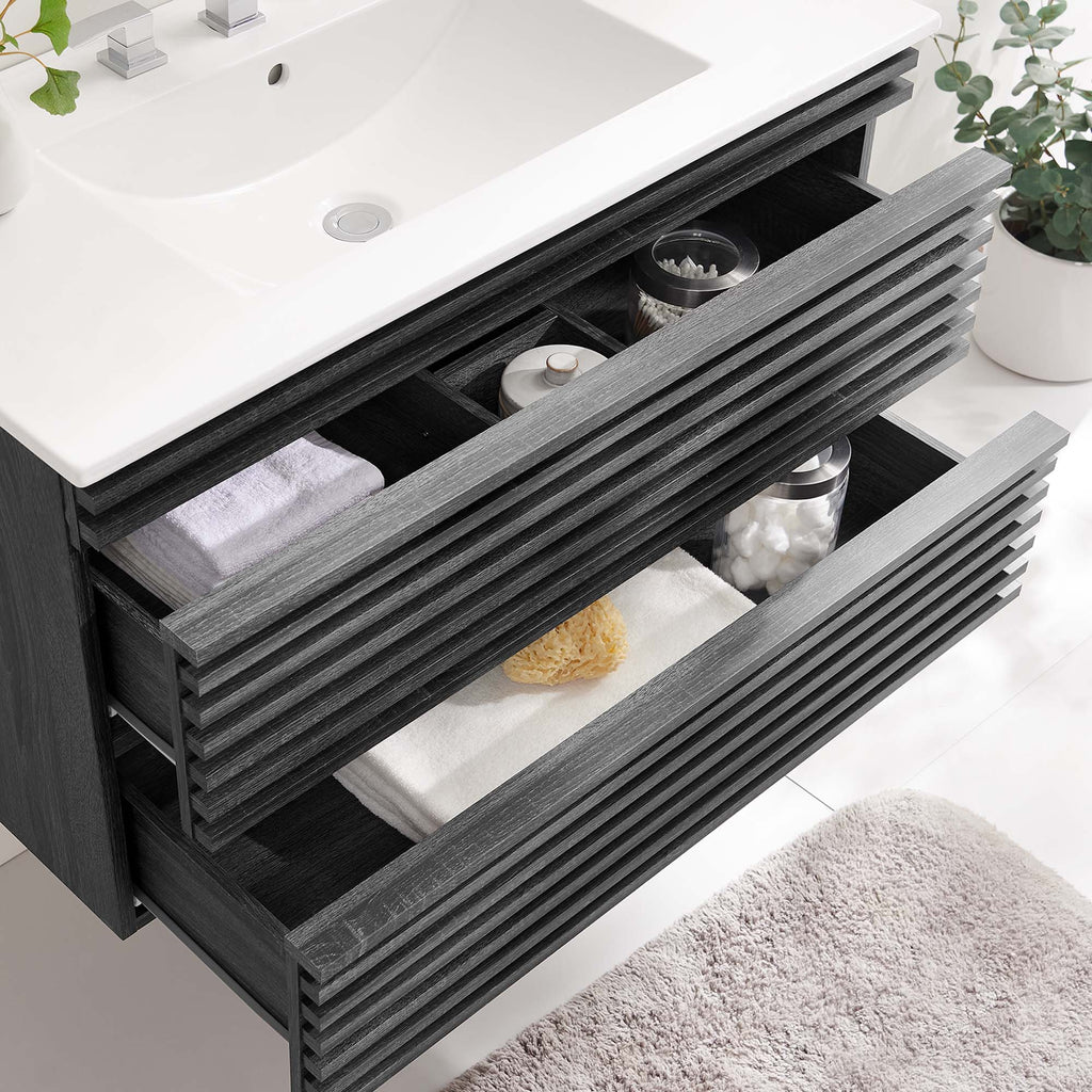 Render 36" Wall-Mount Bathroom Vanity - Charcoal White