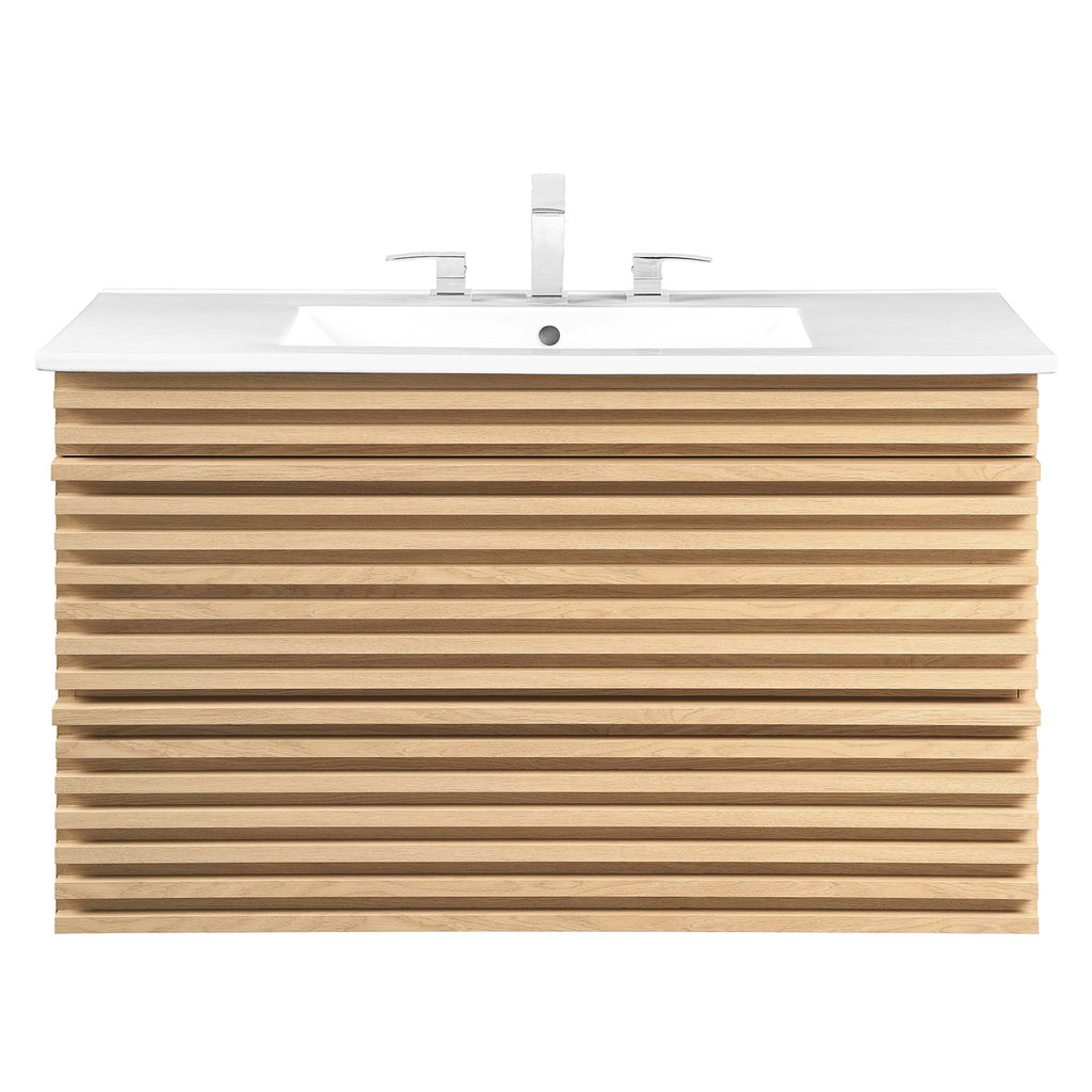 Render 36" Wall-Mount Bathroom Vanity - Oak White