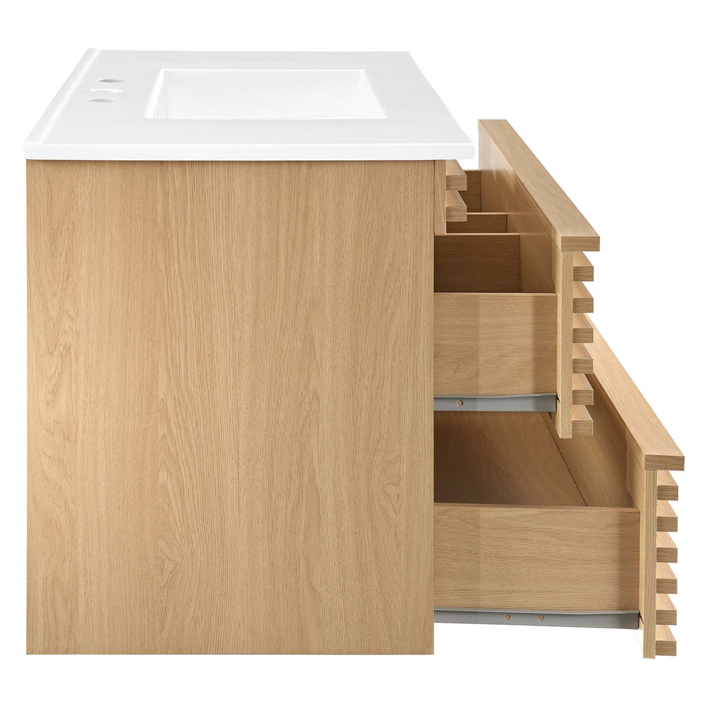 Render 36" Wall-Mount Bathroom Vanity - Oak White
