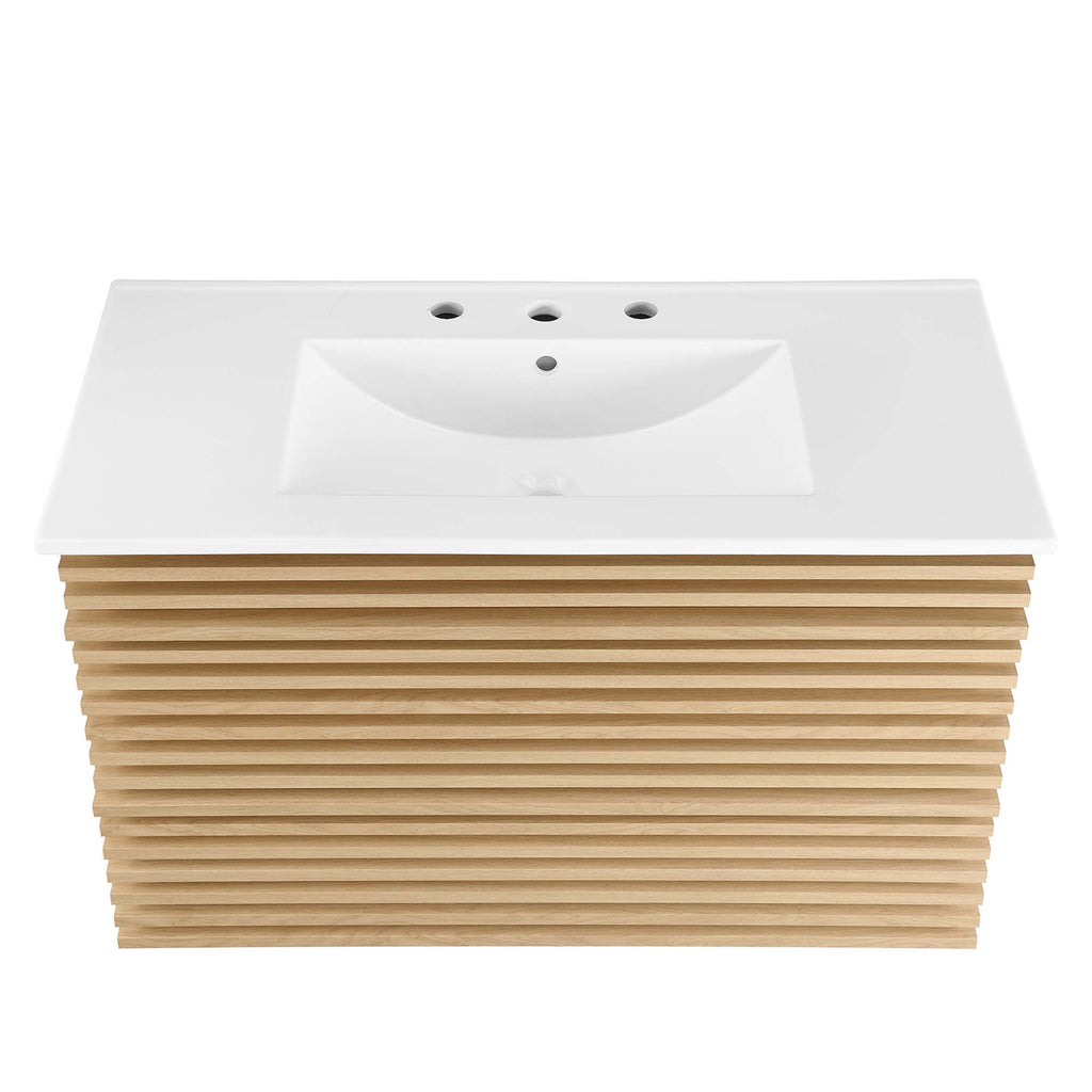 Render 36" Wall-Mount Bathroom Vanity - Oak White