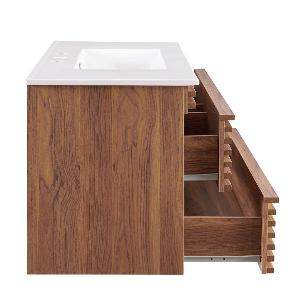 Render 36" Wall-Mount Bathroom Vanity - Walnut White