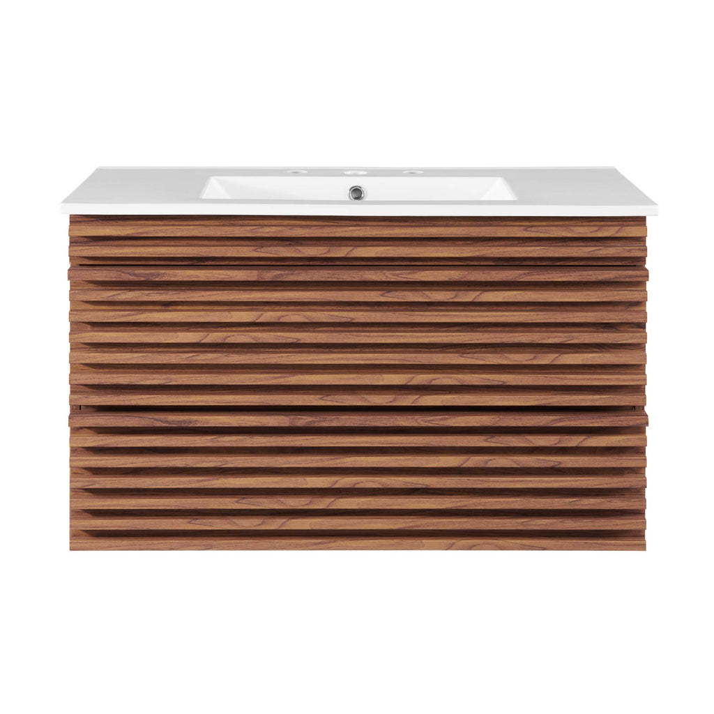 Render 36" Wall-Mount Bathroom Vanity - Walnut White
