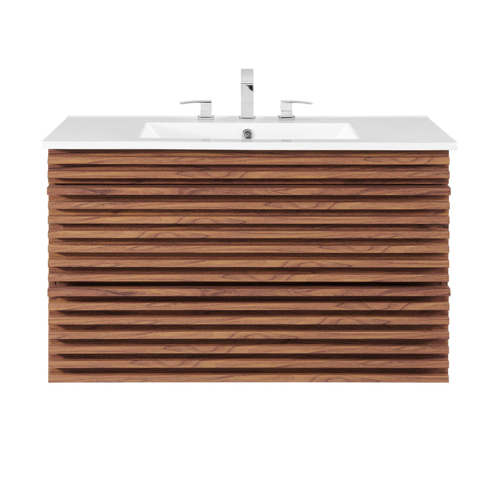 Render 36" Wall-Mount Bathroom Vanity - Walnut White