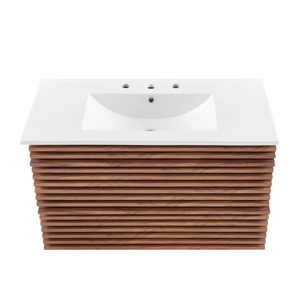 Render 36" Wall-Mount Bathroom Vanity - Walnut White