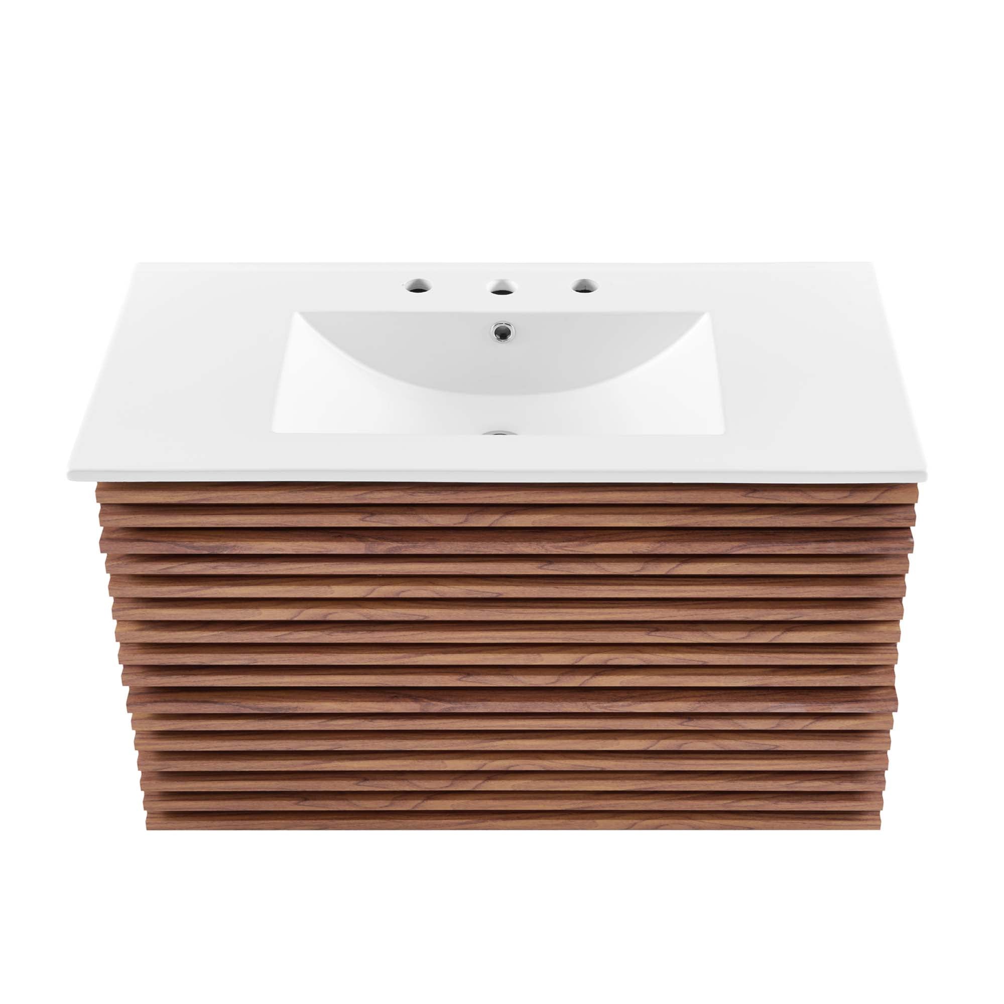 Render 36" Wall-Mount Bathroom Vanity - Walnut White