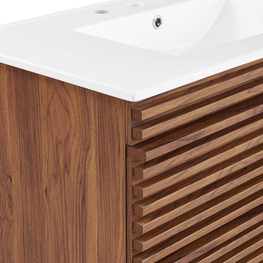 Render 36" Wall-Mount Bathroom Vanity - Walnut White