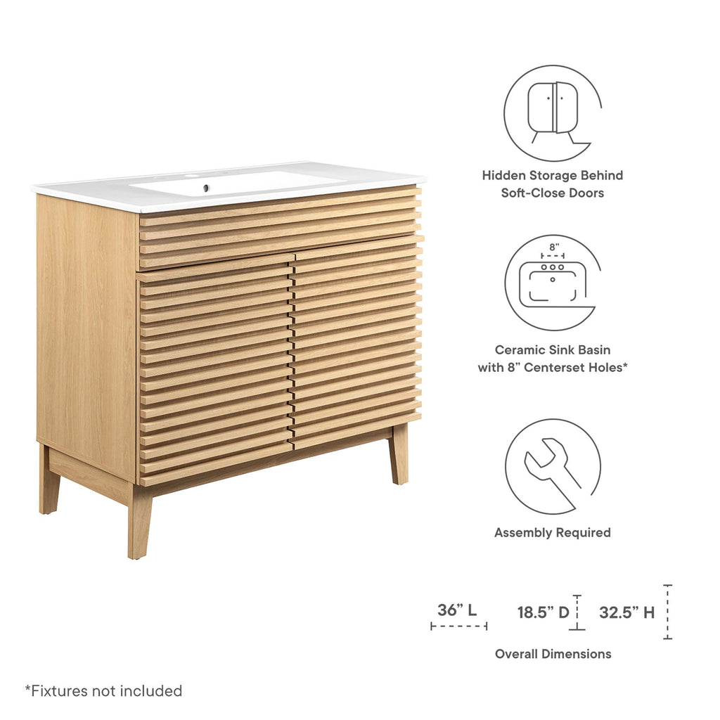 Render 36" Bathroom Vanity - Oak White