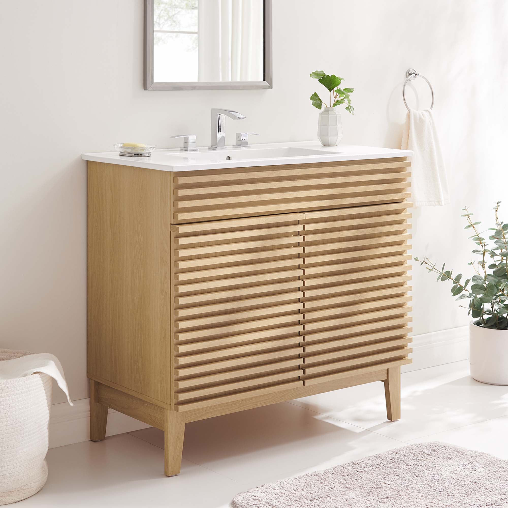 Render 36" Bathroom Vanity - Oak White