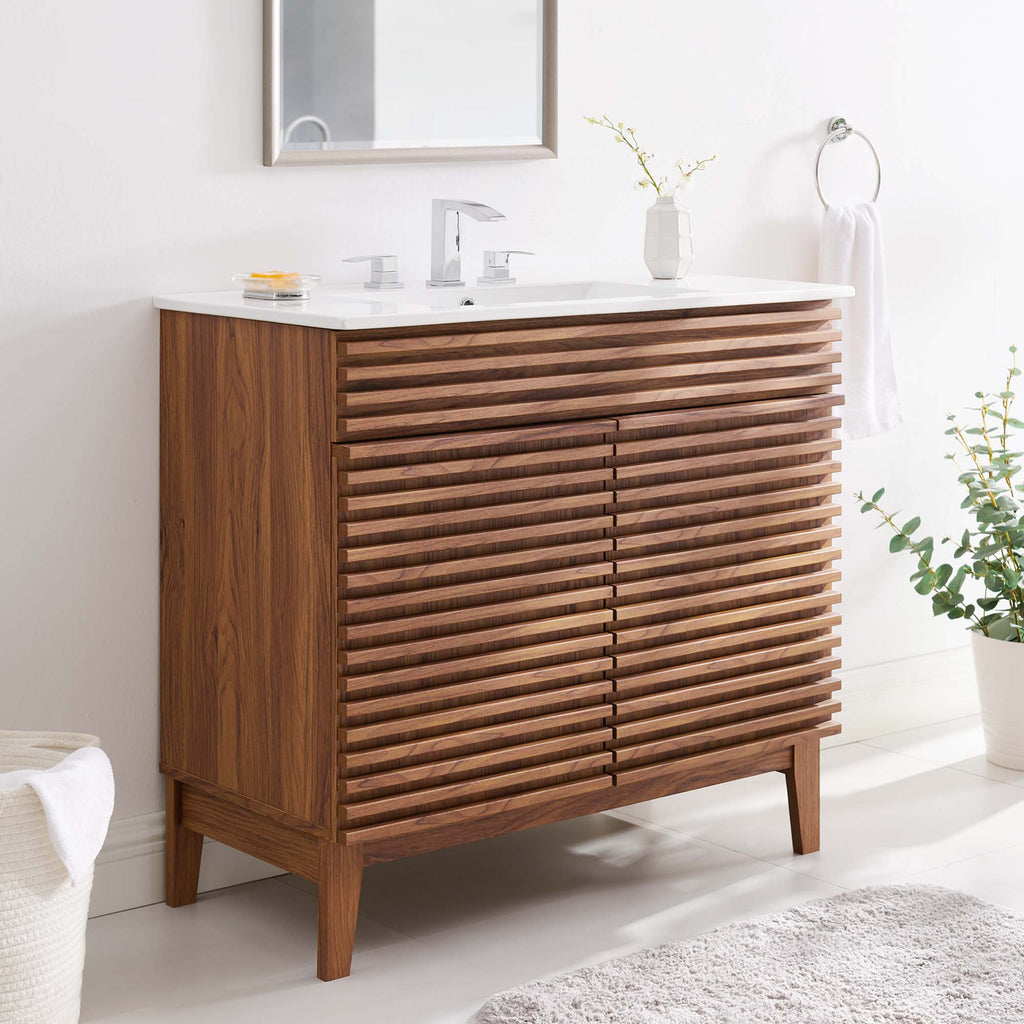Render 36" Bathroom Vanity - Walnut White