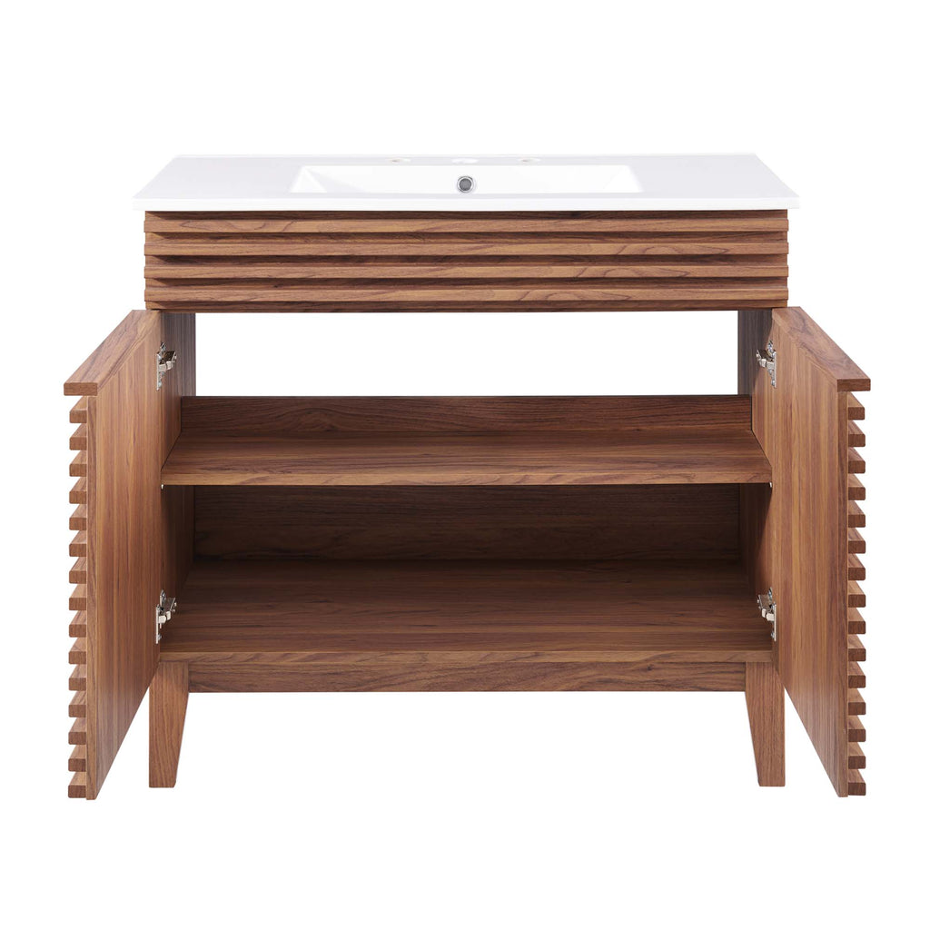 Render 36" Bathroom Vanity - Walnut White