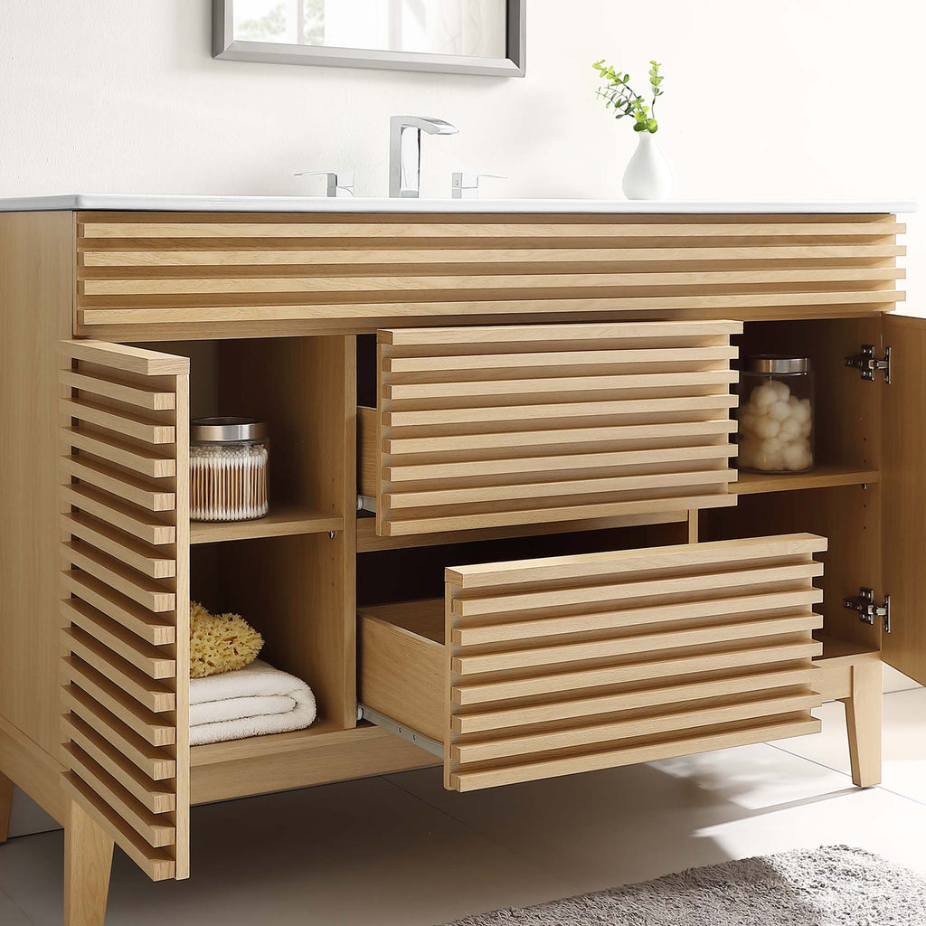 Render 48" Single Sink Bathroom Vanity - Oak White