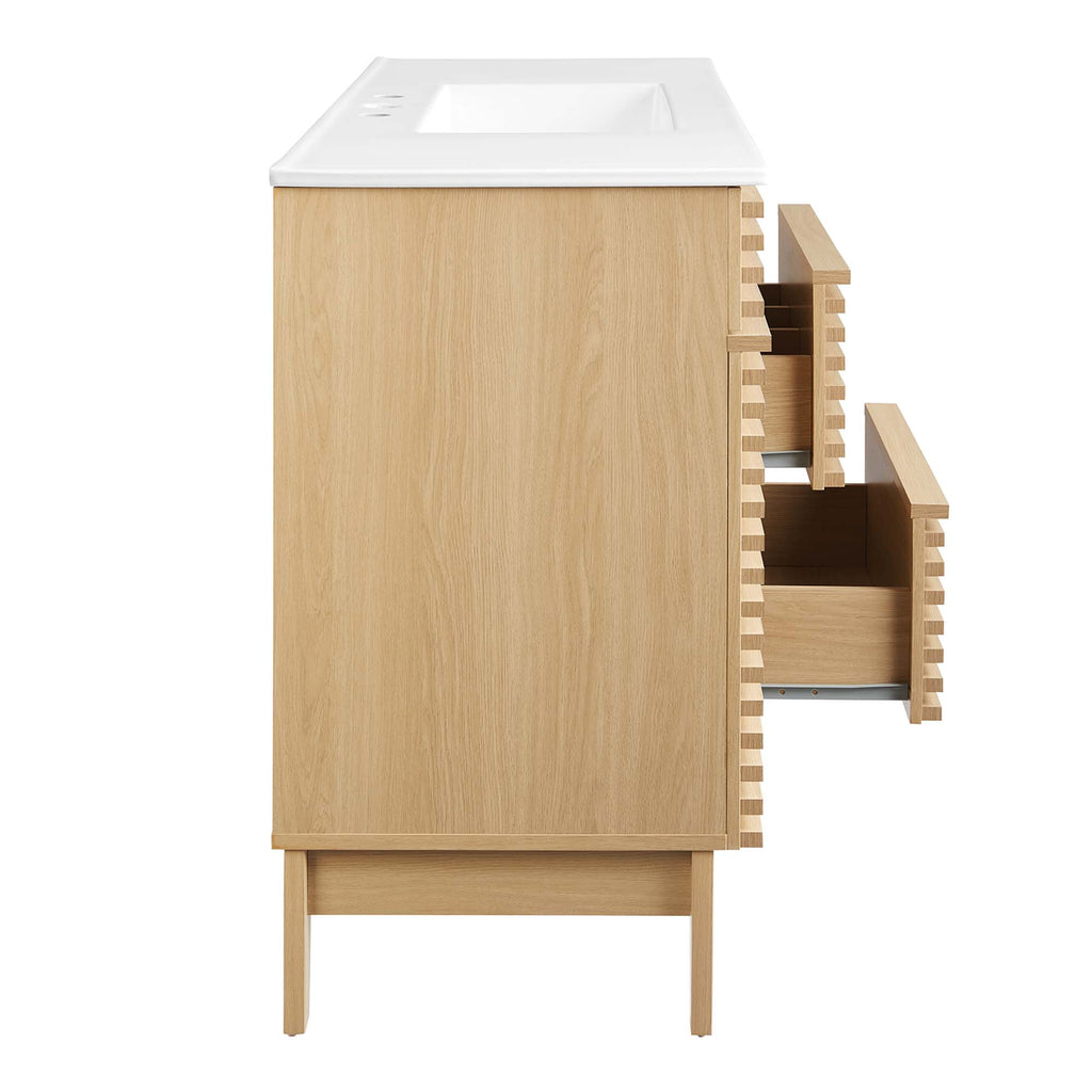 Render 48" Single Sink Bathroom Vanity - Oak White