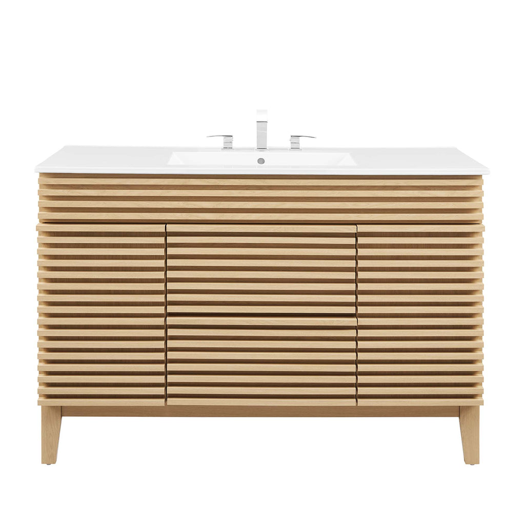 Render 48" Single Sink Bathroom Vanity - Oak White