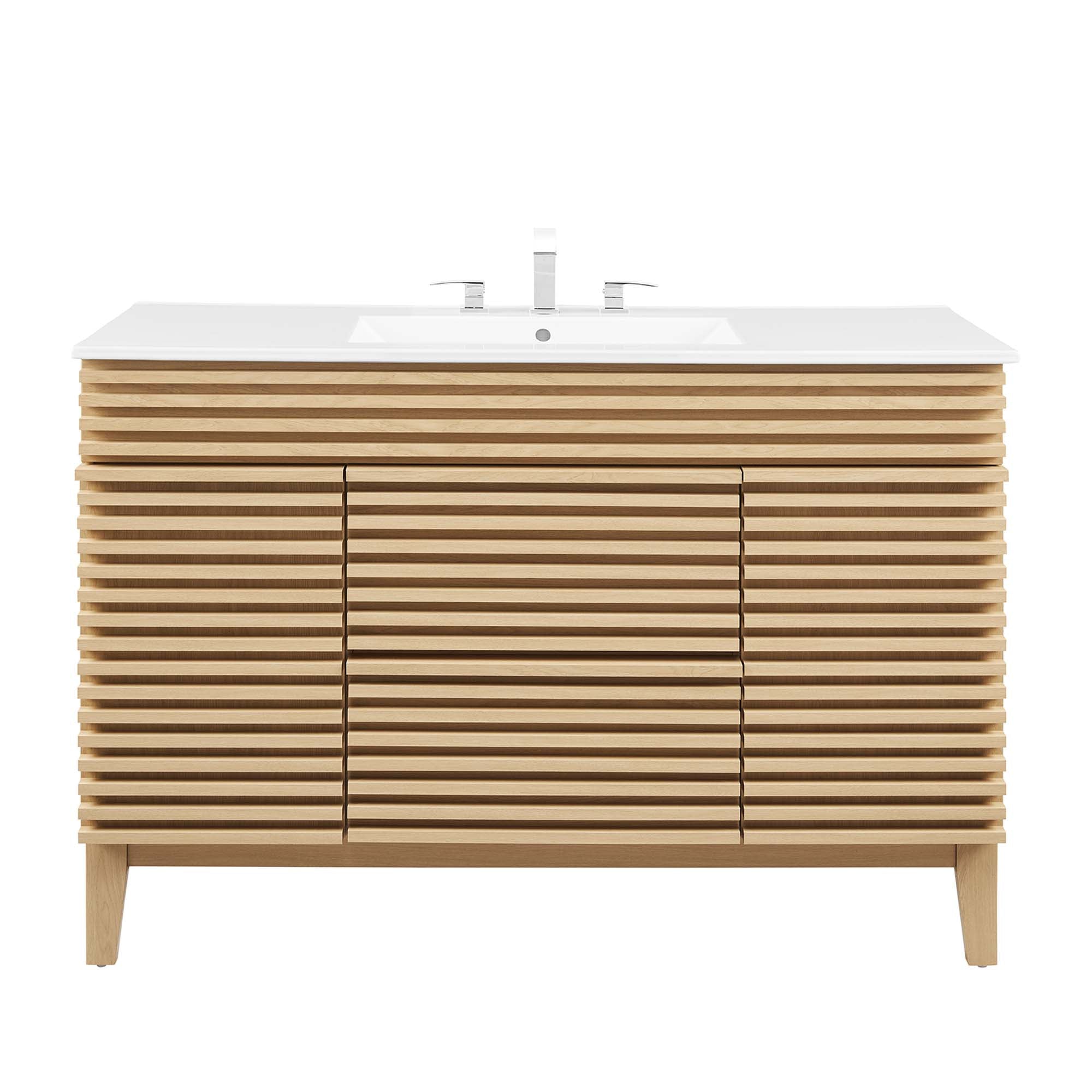 Render 48" Single Sink Bathroom Vanity - Oak White