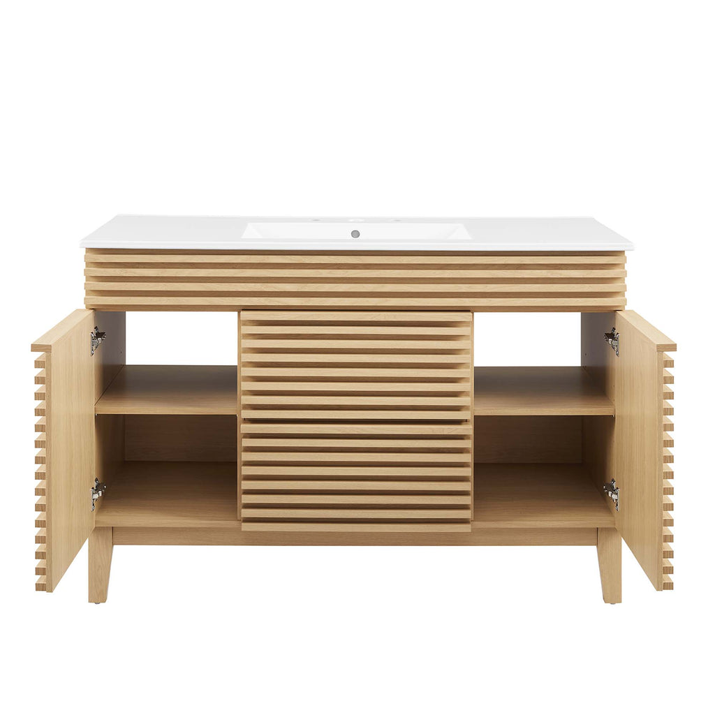Render 48" Single Sink Bathroom Vanity - Oak White