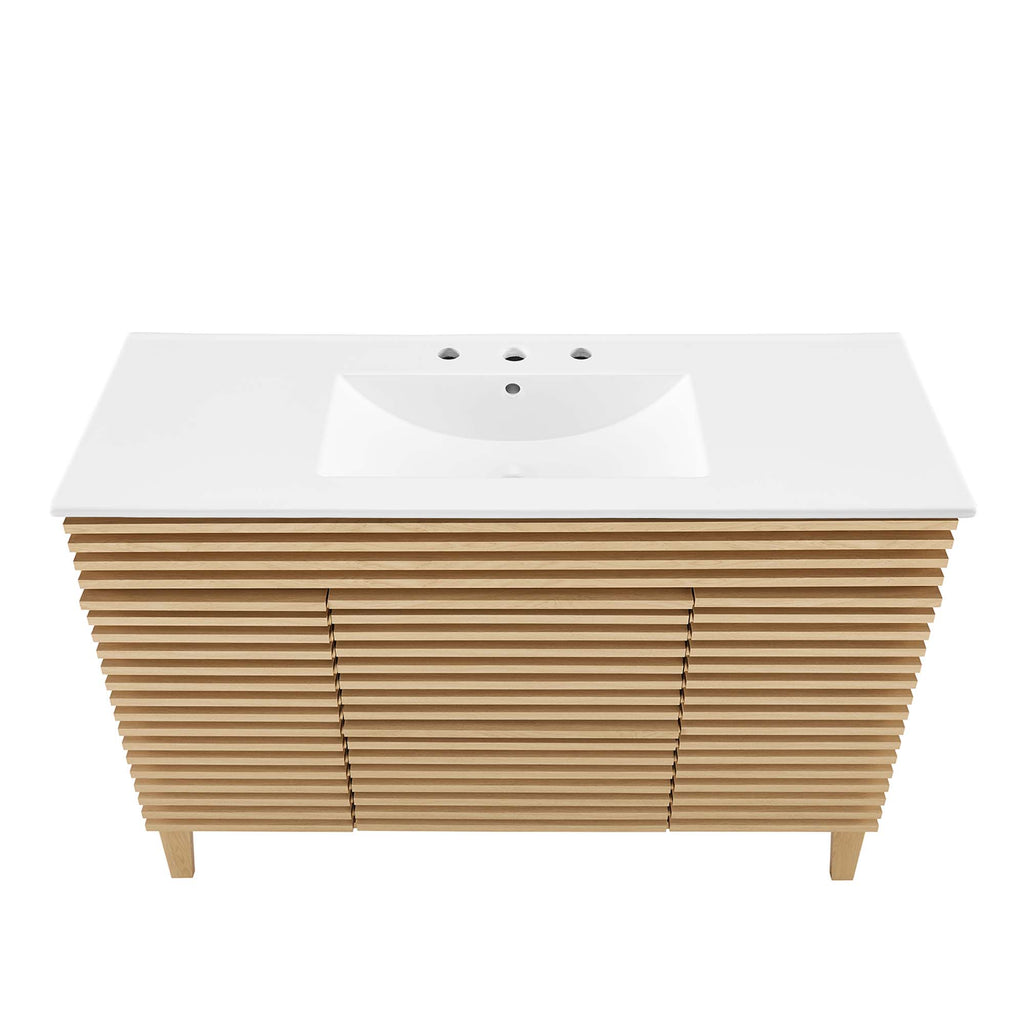 Render 48" Single Sink Bathroom Vanity - Oak White
