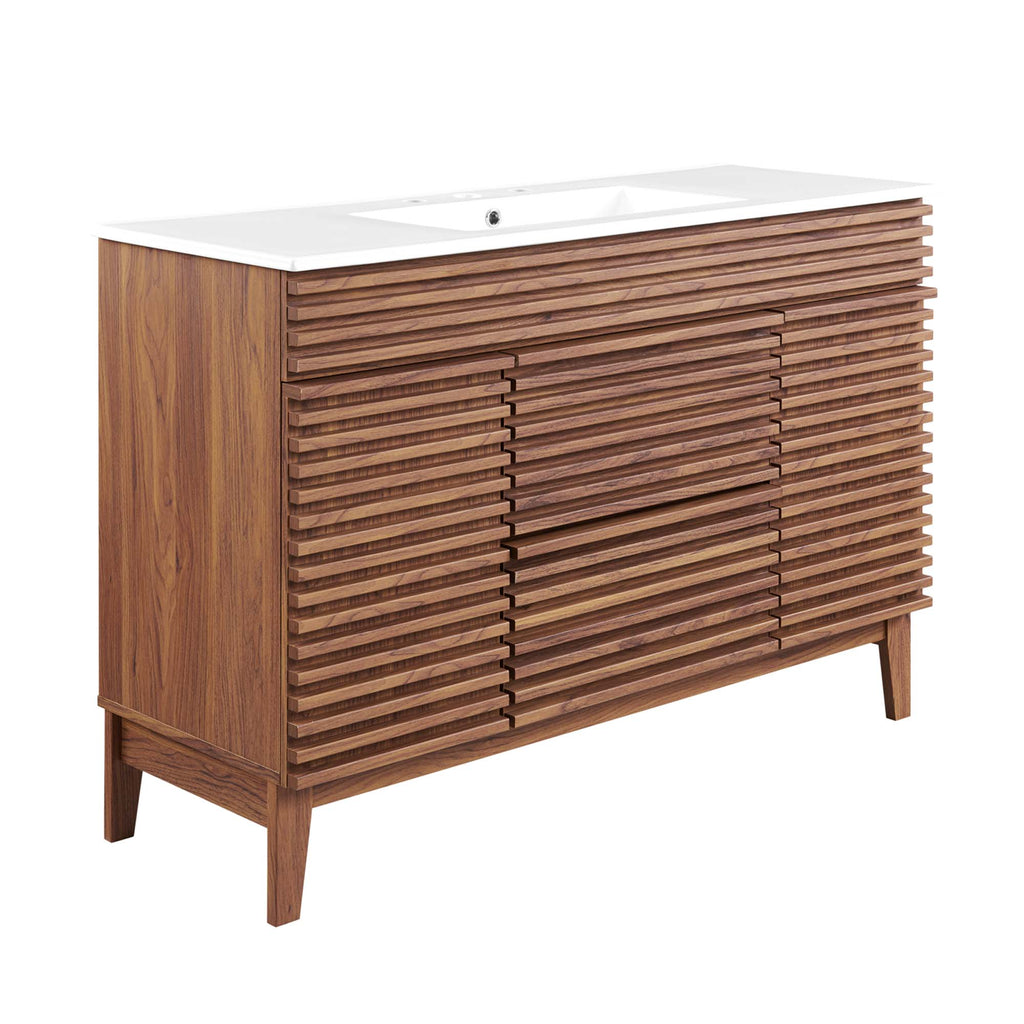 Render 48" Single Sink Bathroom Vanity - Walnut White