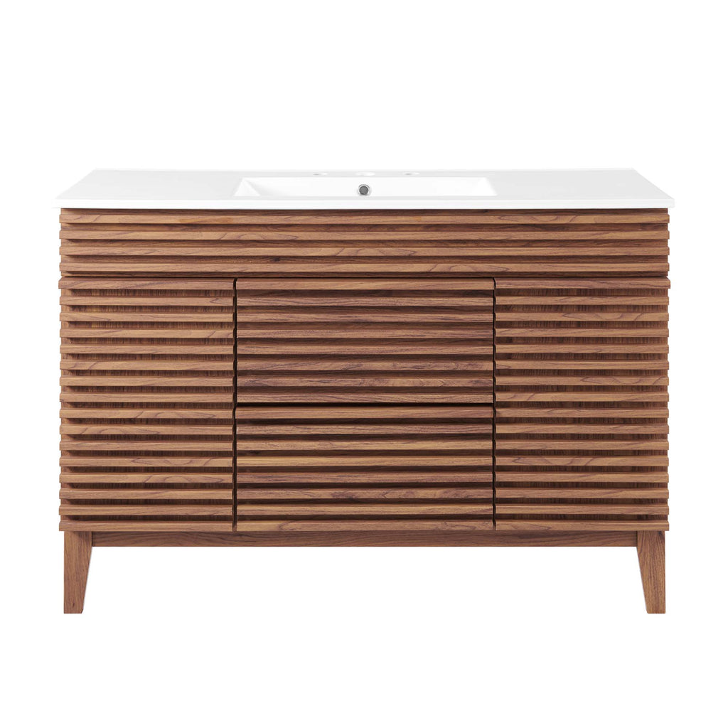 Render 48" Single Sink Bathroom Vanity - Walnut White