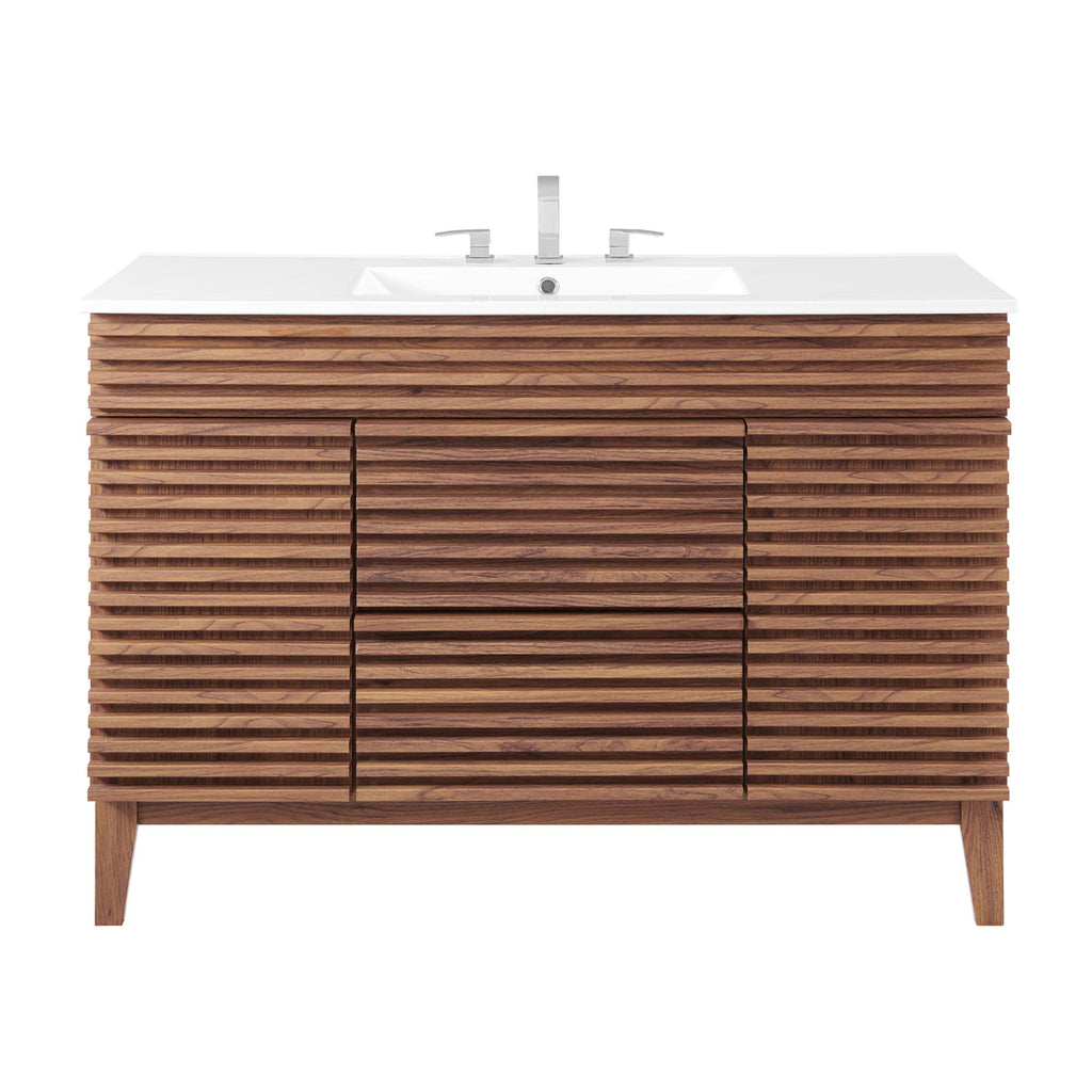Render 48" Single Sink Bathroom Vanity - Walnut White