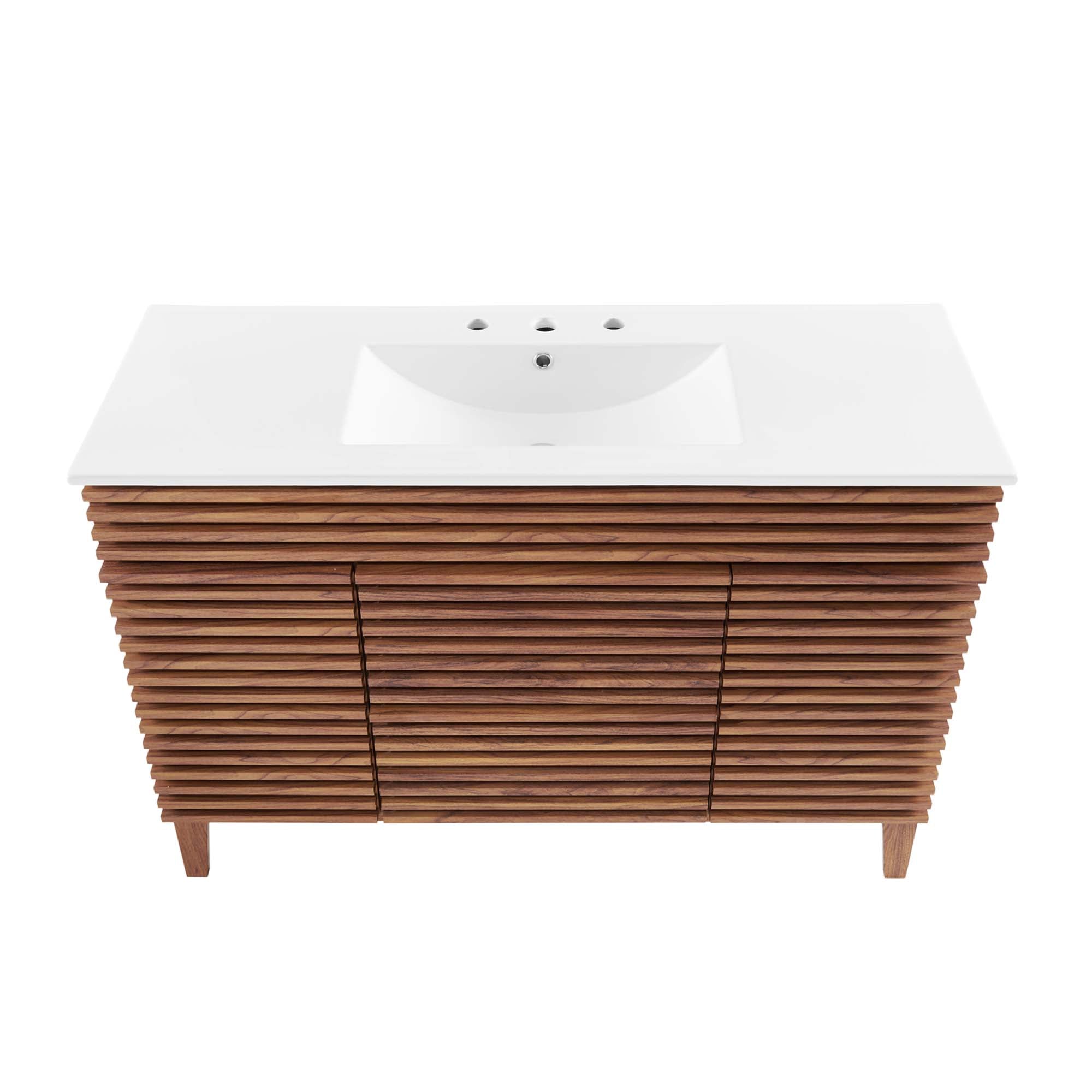 Render 48" Single Sink Bathroom Vanity - Walnut White