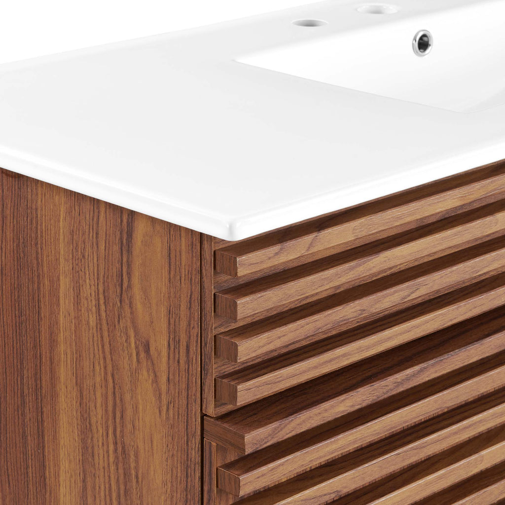Render 48" Single Sink Bathroom Vanity - Walnut White