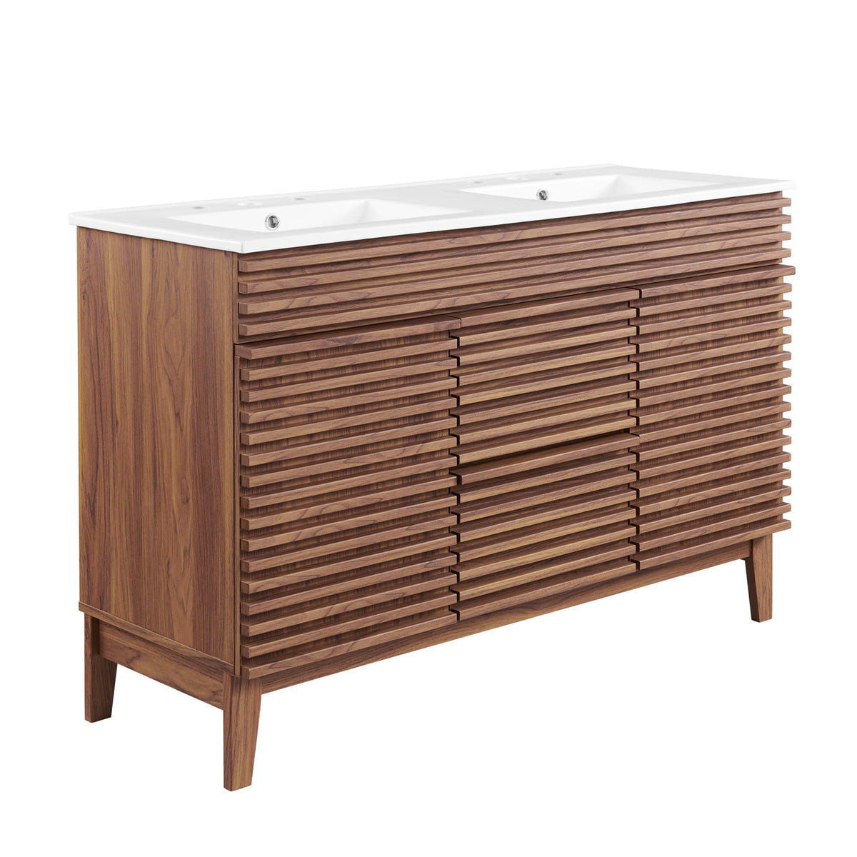 Render 48" Double Sink Bathroom Vanity - Walnut White