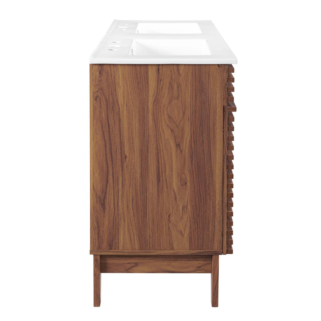Render 48" Double Sink Bathroom Vanity - Walnut White
