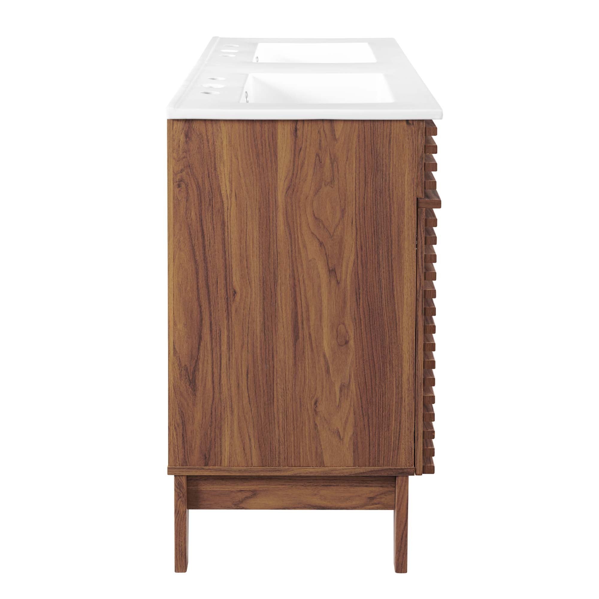 Render 48" Double Sink Bathroom Vanity - Walnut White