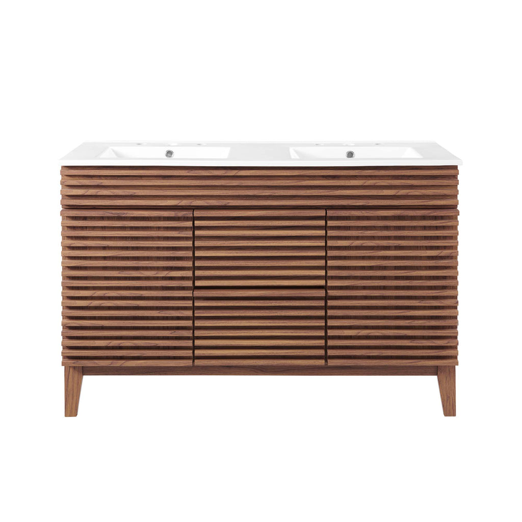 Render 48" Double Sink Bathroom Vanity - Walnut White