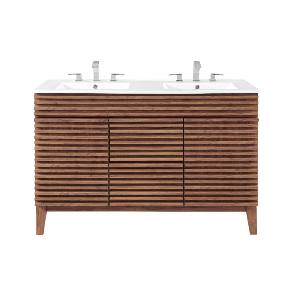 Render 48" Double Sink Bathroom Vanity - Walnut White