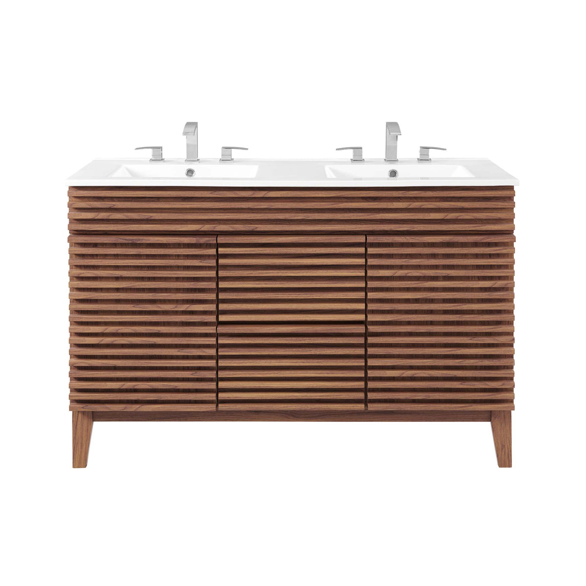 Render 48" Double Sink Bathroom Vanity - Walnut White