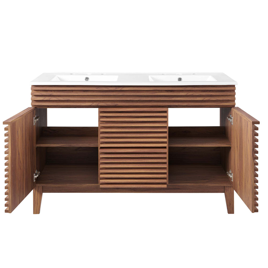 Render 48" Double Sink Bathroom Vanity - Walnut White