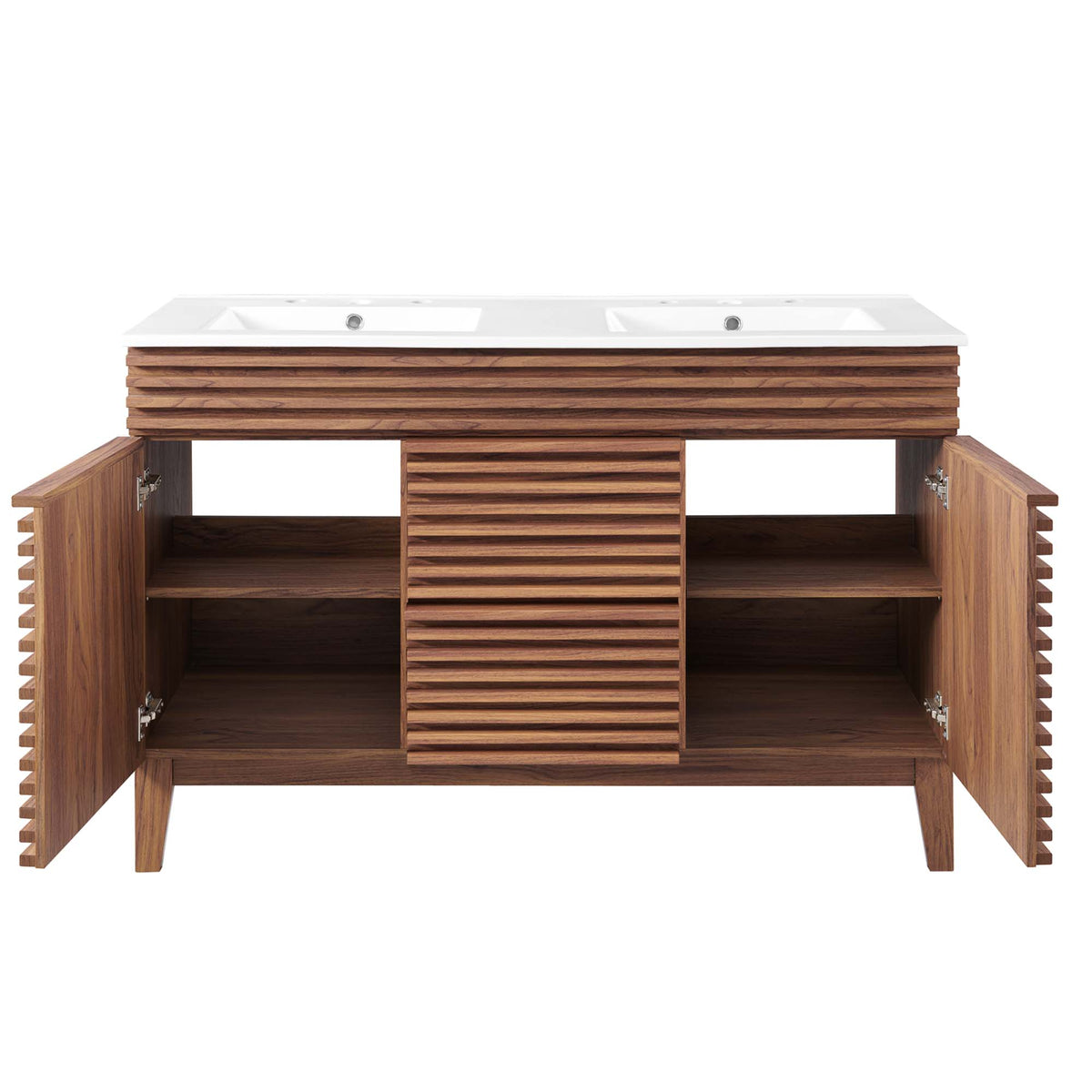Render 48" Double Sink Bathroom Vanity - Walnut White