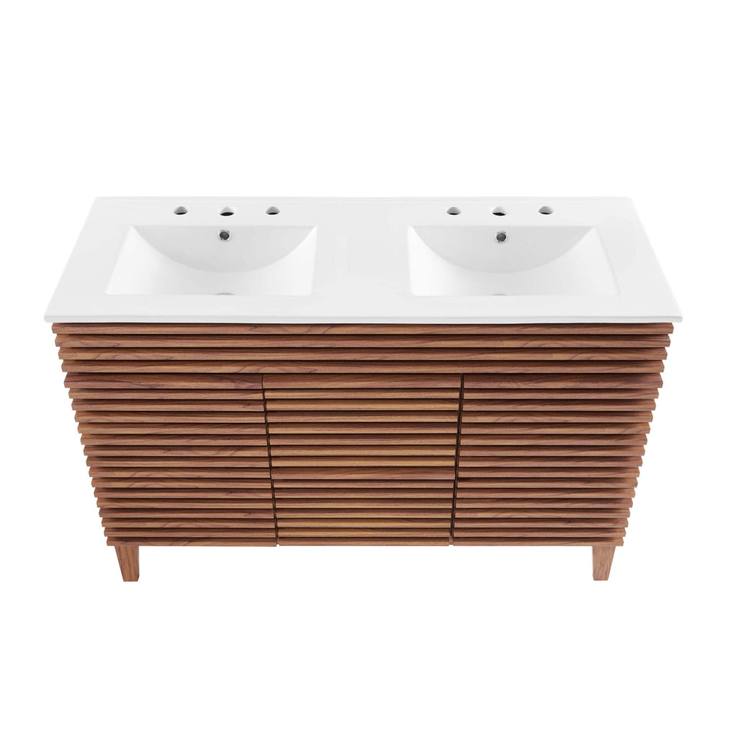Render 48" Double Sink Bathroom Vanity - Walnut White
